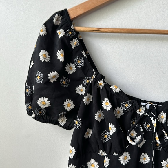 NWT BP Babydoll Mini Dress Puff Sleeve Sunflower 90's S - Picture 3 of 7